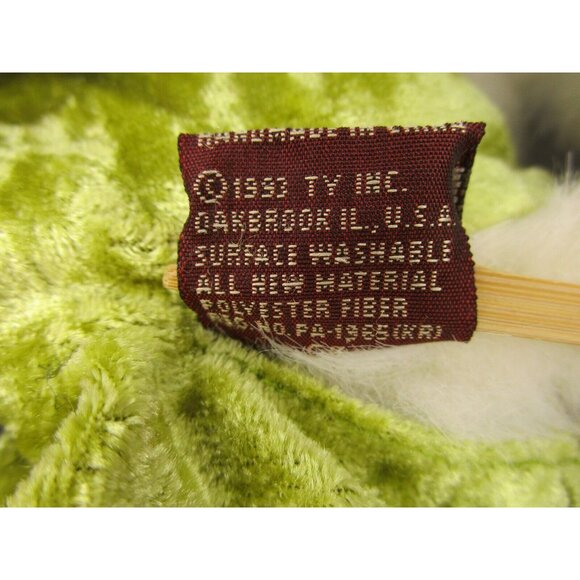 TY Beanie Babies Attic Treasures Jointed Cat Kitten Green One-Piece Outfit 1993 - Picture 7 of 7